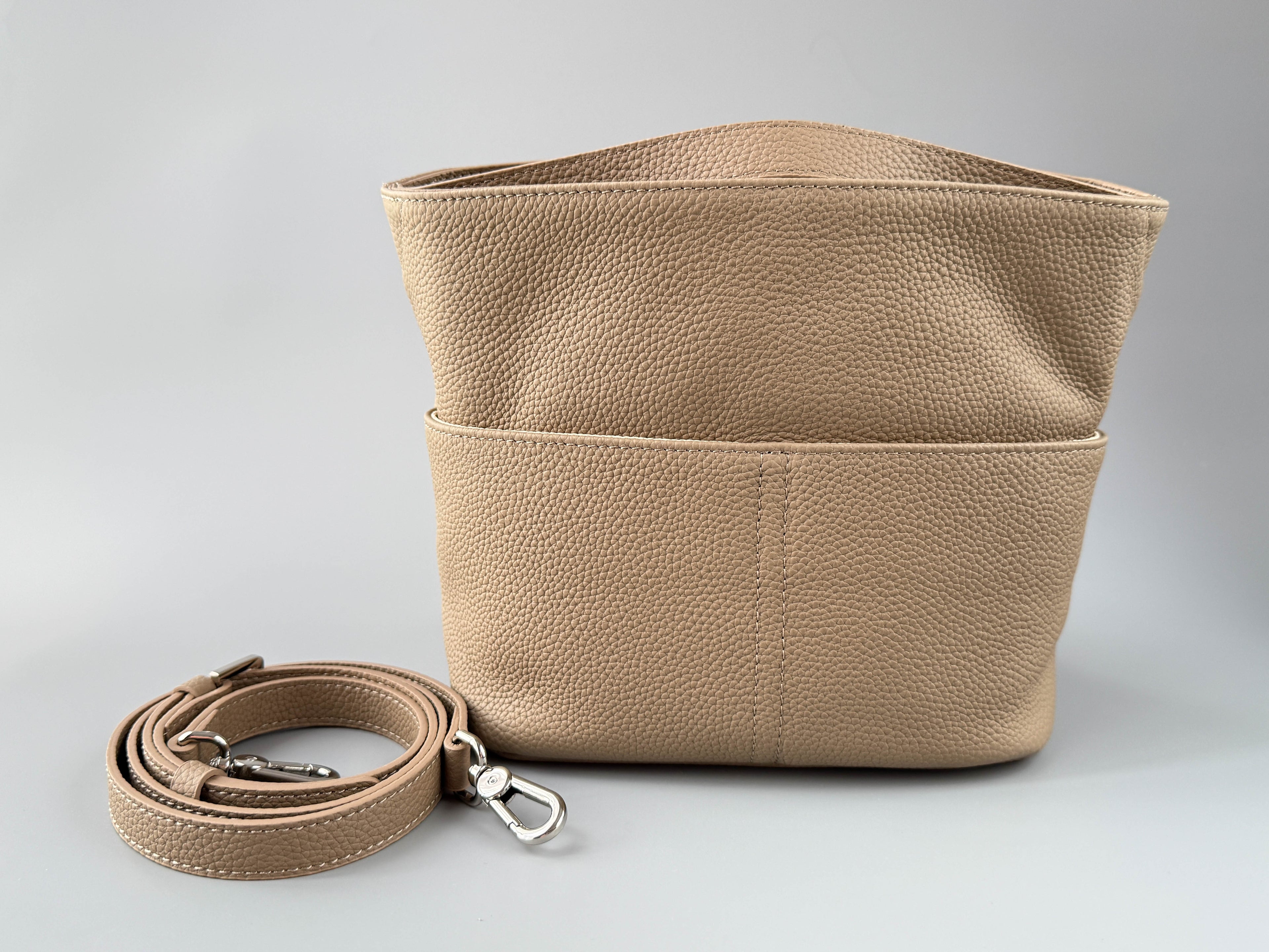 Women’s Genuine Leather Compact Bag – Taupe Grey